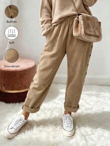 Holdful Holdful Women's Autumn/Winter New Casual Button-Down Pants - Khaki - View 3