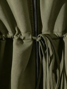 SHEIN Clasi 女款大尺碼基礎款收腰拉鍊休閒上衣與寬腿褲兩件套 - 綠色 - 查看 4