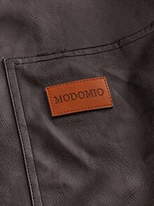 HIMLAND Men's Casual Woven PU Leather Lapel Jacket Suitable For Daily Wear - Rust Brown - View 5