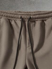 HUEFORM Men's Black Drawstring Elastic Waist Casual Sweatpants With Slanted Pockets - Khaki - View 4