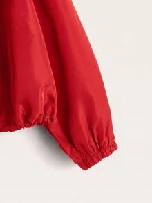 SHEIN EZwear 秋冬落肩抽繩下擺連帽夾克 - 紅色 - 查看 4