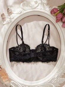 SHEIN 3 قطع حمالة صدر نسائية بتصميم قوطي مع دانتيل زهري وكؤوس مثلثية بسلك معدني - متعدد الألوان - مشاهدة 6