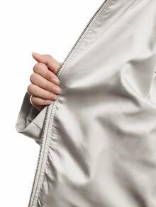 LYSMO Women's Casual Comfortable Light Gray Long Sleeve Regular Jacket, Autumn/Winter - Light Grey - View 9