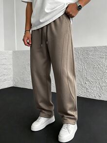 HUEFORM Men's Black Drawstring Elastic Waist Casual Sweatpants With Slanted Pockets - Khaki - View 5