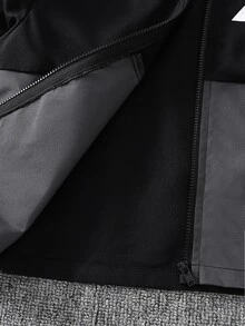 SHEIN 2件組男童青少年秋冬休閒拼接色連帽長袖開襟外套與鬆緊腰長褲套裝，男孩套裝 - 彩色 - 查看 8