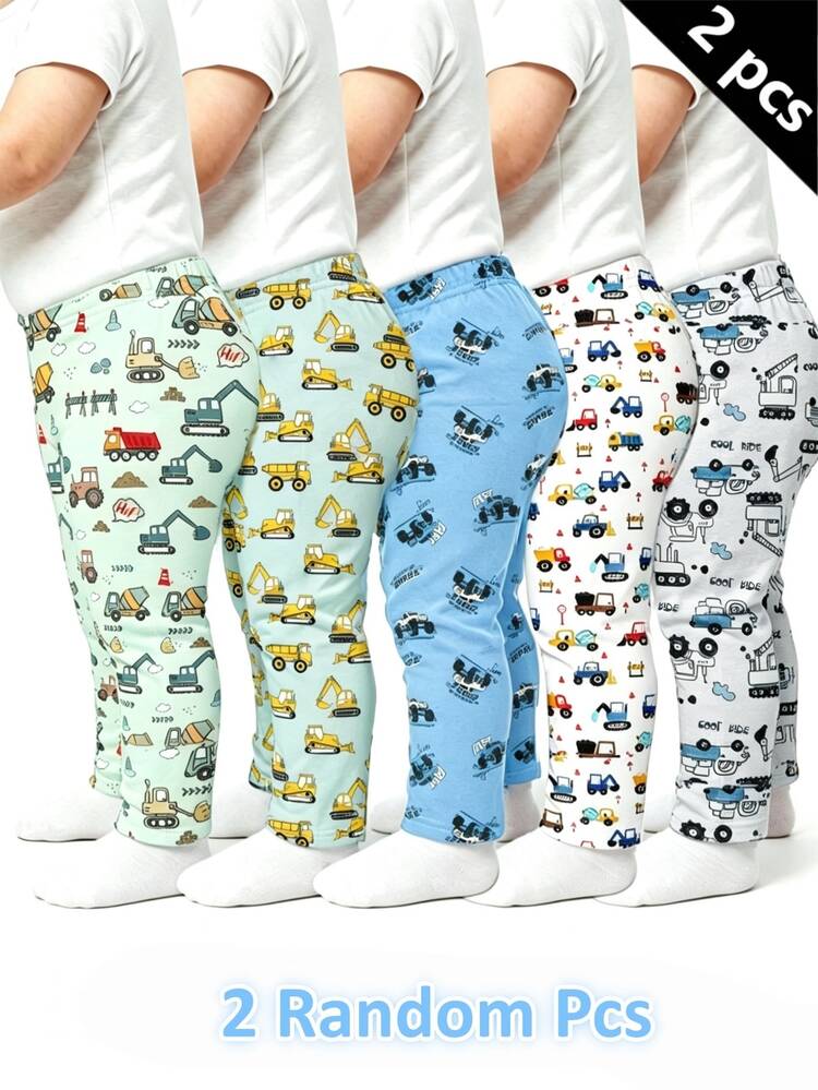SHEIN 2 Random Pieces From 5 Designs, Cute Comfortable Minimalist Soft Casual Dinosaur Print Camouflage Boys Pants, Daily Trousers, Gift With Patterns Boys - Multicolor - View 3