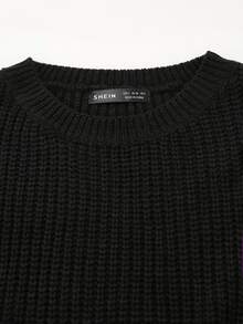 Autumina Women's Long Sleeve Sweater And High Waist Side Slit Skirt Set - Black - View 8
