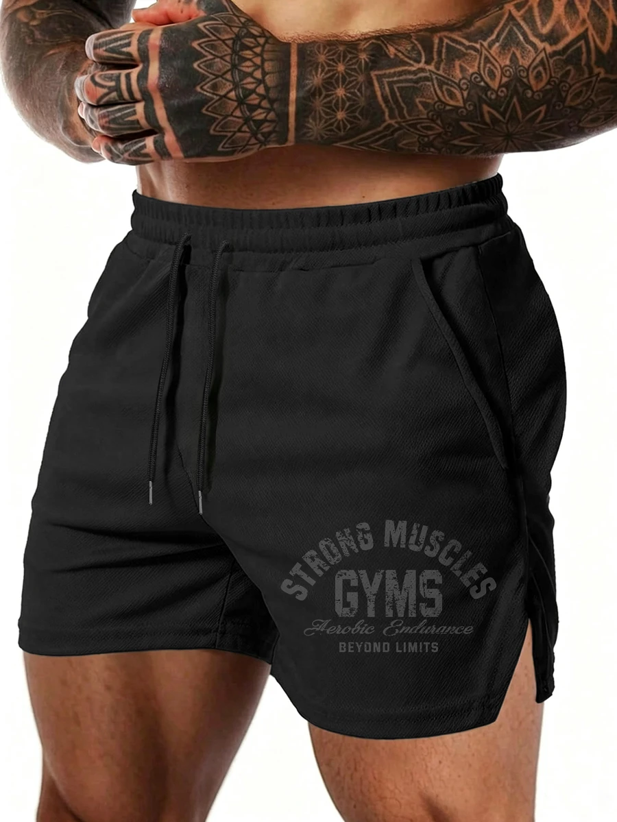 Coreblaze Men's Elastic Waist Solid Color Sports Shorts - Black - View 1
