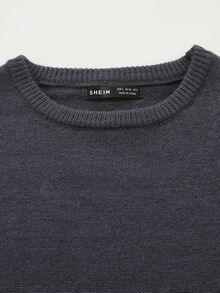 Autumina Charcoal Grey Round Neck Hollow Out Polar Fleece Women's Sweater - Dark Grey - View 3