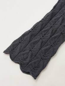 Autumina Charcoal Grey Round Neck Hollow Out Polar Fleece Women's Sweater - Dark Grey - View 5