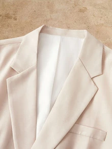 EASEVO Men's Plus Size Loose Woven Long Sleeve Suit Jacket And Pants Set - Apricot - View 8
