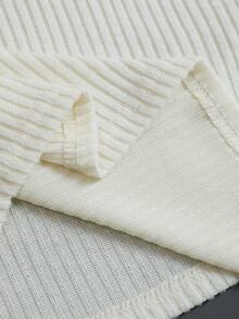 Elenzga Plus Size Women's Autumn/Winter Hooded Ribbed Knit Fabric Commute Daily Elegant Top T-Shirt - Apricot - View 7