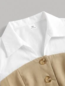 Tween女孩 2件套 柔軟藍色與白色拼接 Polo領套裝，正式休閒日常百搭穿搭，姊妹款、親子款，可愛女孩風，秋季新品，開學季 - 彩色 - 查看 3