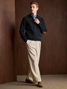 Manfinity CityGents Men's Autumn/Winter Pullover Knit Sweater - Navy Blue - View 4