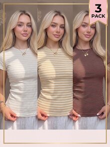 CovetEZ Women's Multi-Color Brown & Apricot Casual Long Sleeve T-Shirt, Autumn/Winter - Multicolor - View 4