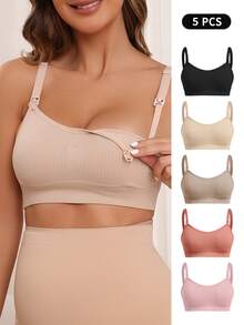 Moonlight&Mama 5pcs Front-Opening Nursing Bras For Pregnant Women - Multicolor - View 1