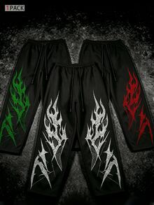 Sport MetroGents 男士哥德風印花抽繩腰寬鬆運動長褲 - 彩色 - 查看 1
