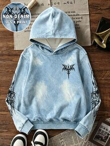 Tween Boy Hooded Printed Long Sleeve Sweatshirt - Multicolor - View 3