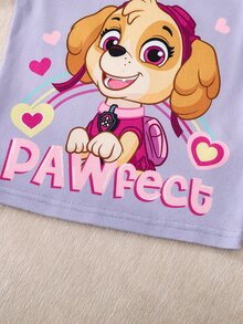 SHEIN | PAW Patrol 聯名IP主題可愛少女彩虹印花上衣與滿版愛心波點長褲2件套，高彈力面料長袖長褲家居服套裝 - 紫色 - 查看 8