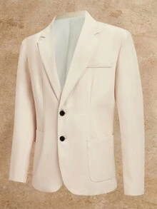 EASEVO Men's Plus Size Loose Woven Long Sleeve Suit Jacket And Pants Set - Apricot - View 3