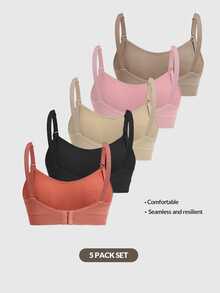 Moonlight&Mama 5pcs Front-Opening Nursing Bras For Pregnant Women - Multicolor - View 7