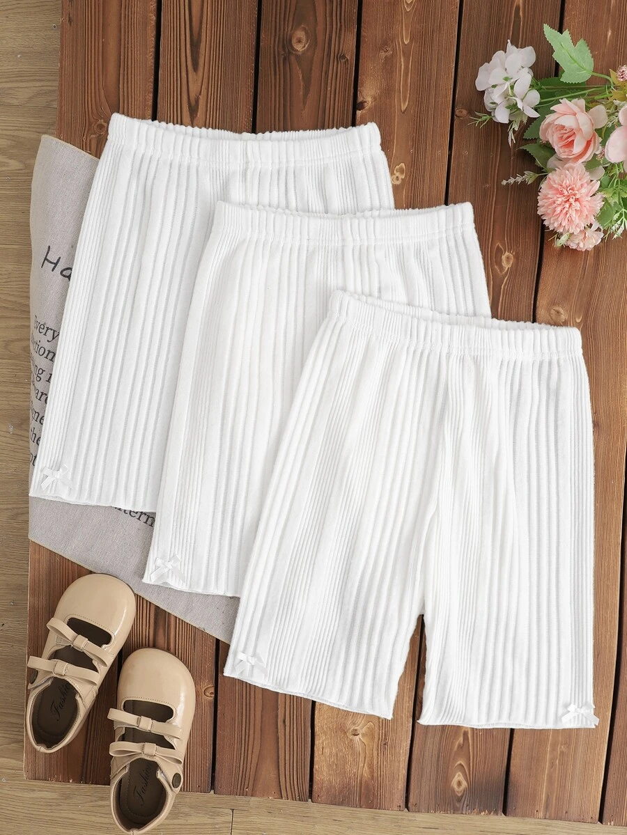 SHEIN 3PCS Tween Girls Leggings - White - View 1