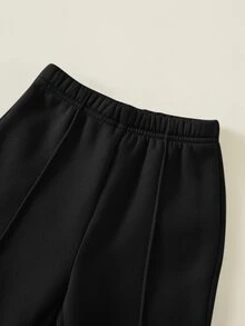 SHEIN 中性嬰兒男/女童、幼兒秋冬保暖內裡加厚休閒可愛運動風立領運動衫套裝，嬰兒運動服，嬰兒冬季衣著/套裝 - 黑色 - 查看 6