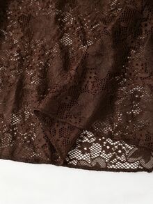 Lacomfia Plus Size Women's Lace Patchwork Casual Elegant Commute Travel Office Party Blazer Brown Summer - Coffee Brown - View 8