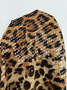 Cravure Plus Size Fashion Elegant Party Banquet Date Birthday Leopard Print Lace Patchwork Skirt Glossy - Multicolor - View 3