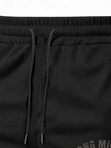 Coreblaze Men's Elastic Waist Solid Color Sports Shorts - Black - View 5