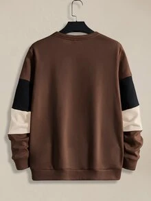 EASEVO Men's Plus Size Crew Neck Long Sleeve Colorblock Pullover Sweatshirt - Multicolor - View 2