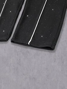 Manfinity Denimwave Men's Drawstring Elastic Waist American Street Style Star Print Casual Wide Leg Long Pants - Black - View 7
