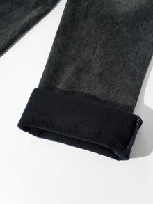 Girls' Casual Basic Comfortable Elegant Fresh Wide Leg Loose Hem Academy Style Pure White Denim Jeans - Black - View 7