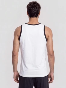 TekDrob Double Anti-Odor Heavy Viscose Slim Tank Top With Contrast Detail - White - View 3