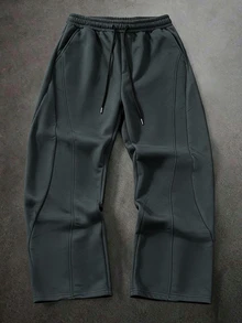 HUEFORM Men's Black Drawstring Elastic Waist Casual Slanted Pocket Sweatpants - Dark Grey - View 3