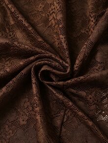 Lacomfia Plus Size Women's Lace Patchwork Casual Elegant Commute Travel Office Party Blazer Brown Summer - Coffee Brown - View 7