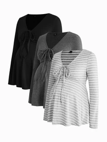 Modmama 3PCS Maternity T-Shirts Fall - Multicolor - View 6