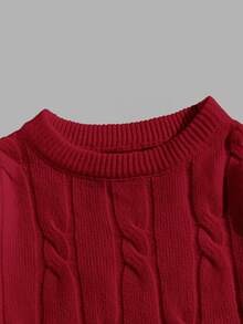 EASEVO Men's Plus Size Crew Neck Red Horse Riding Graphic Long Sleeve Loose Fit Sweater - Red - View 3