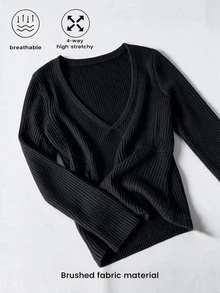Sweetra 2pcs Women's Black & Brown Long Sleeve - Multicolor - View 2