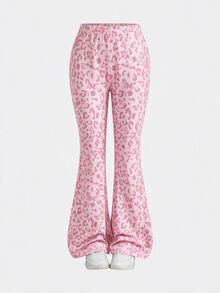 SHEIN Tween Girl NovaGlow 運動休閒日常針織素色開襟外套與喇叭褲套裝 - 彩色 - 查看 6