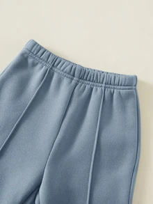 SHEIN 男女嬰兒/幼兒秋冬保暖內裡加厚休閒可愛運動風立領運動衫套裝，嬰兒運動服，嬰兒冬季衣著/套裝 - 霧霾藍 - 查看 6