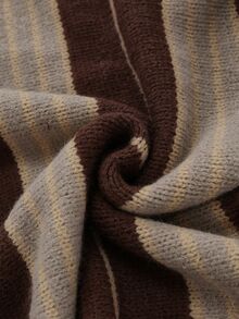 Sweetra Vintage Maillard Striped Off-Shoulder Lazy Women's Sweater - Multicolor - View 7