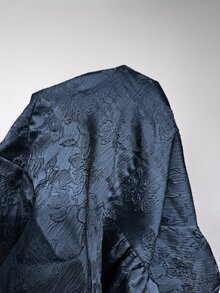 Siren Gaze 女款旗袍領襯衫，新中式風格，泡泡袖，印花圖案，休閒時尚，創意個性化 - 藍色 - 查看 10