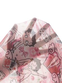 Betty Boop x SHEIN 女款印花長袖上衣 - 粉色 - 查看 9
