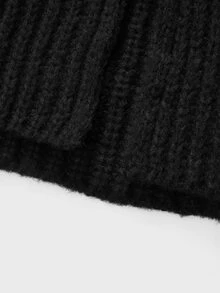 Balvessa Women's Loose Collar Mid-Length Knit Cardigan, Thick Chunky Stripe Design, Button Front Open Sweater Jacket With Pockets, Casual Street Style Autumn/Winter Daily Wear - Black - View 6