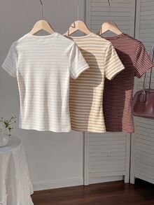 CovetEZ Women's Multi-Color Brown & Apricot Casual Long Sleeve T-Shirt, Autumn/Winter - Multicolor - View 9