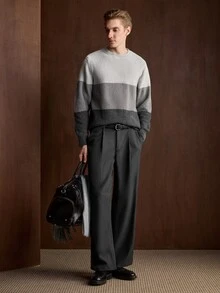 Manfinity CityGents 男士條紋高領保暖內裡毛衣 老錢風 度假/假期款 秋季舒適 日常外出與活動穿著 - 彩色 - 查看 5