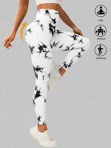 SHEIN 女款高腰運動緊身褲 - 白色 - 查看 4