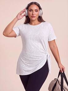 SHEIN Core Rhythm 2026 New Casual Special Fabric Plus Size Women's Sports Tank Top - Beige - View 3