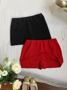 SHEIN EZwear 2件組女款純色休閒百搭裙褲 - 彩色 - 查看 7